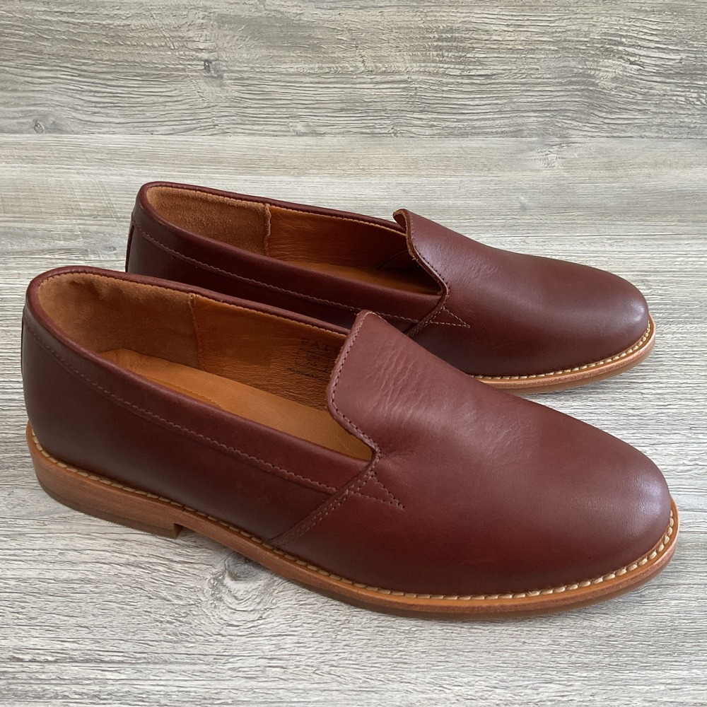 Patina Portland Leather Loafer Womens 7.5 Slip On Handmade Round Toe Brown NEW